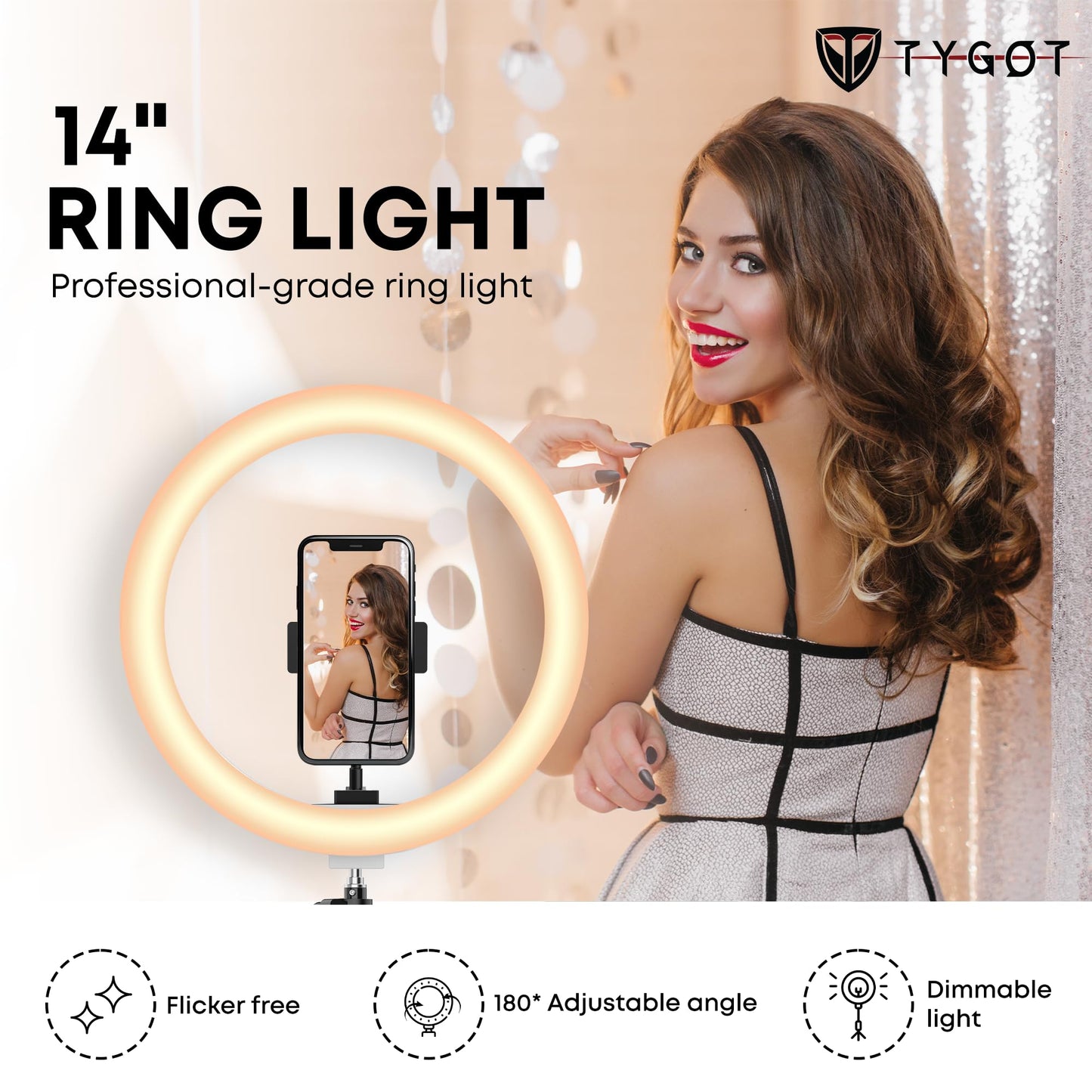Big LED Ring Light for Camera Phone- YouTube Video Shooting and Makeup Light with 7 Feet Foldable Tripod Stand