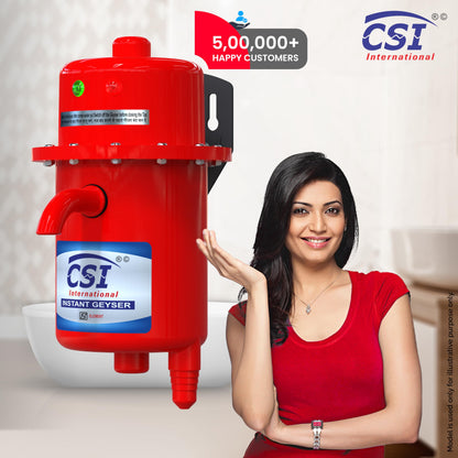 CSI INTERNATIONAL Instant Water Geyser, 1 L Portable Water Heater, Made Of First Class Abs Plastic 3Kw, Auto Cut Off Feature (Red)