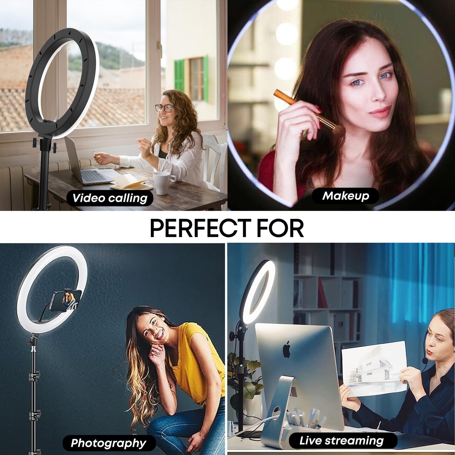 Big LED Ring Light for Camera Phone- YouTube Video Shooting and Makeup Light with 7 Feet Foldable Tripod Stand
