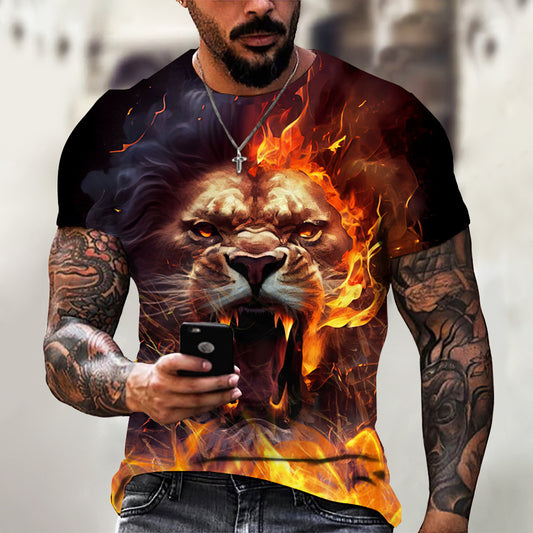 Animal Beast Lion 3D Printed  Men's T-shirt